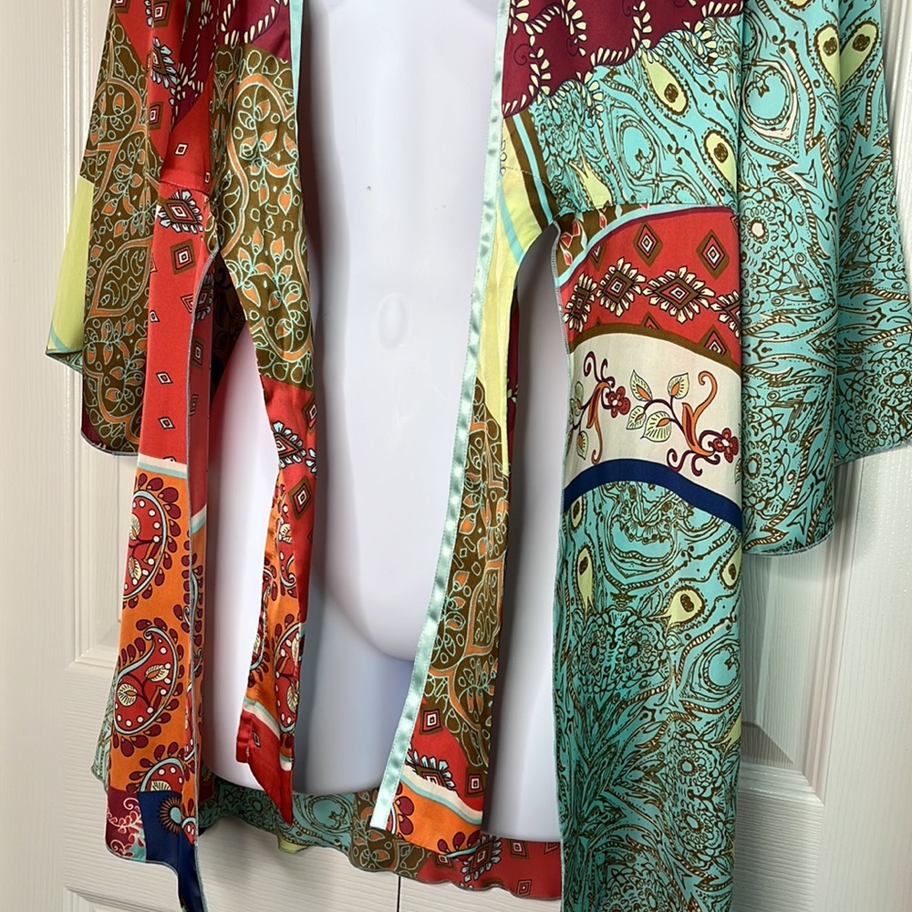 CAbi Patchwork Tunic Multicolor Kimono Jacket Tie… - image 8
